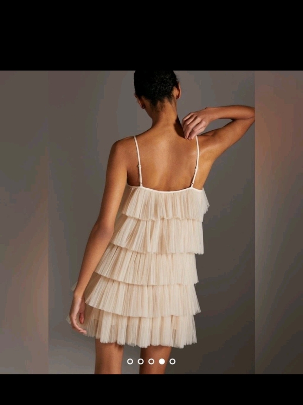 Maeve Anthropologie taupe tiered tulle mini dress size S - Picture 2 of 5
